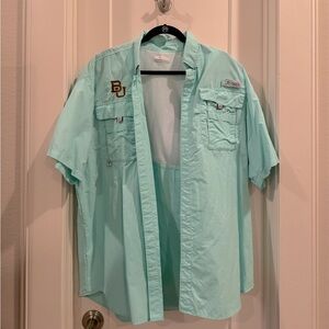 Baylor Columbia PFG Short Sleeve Button Down Size L